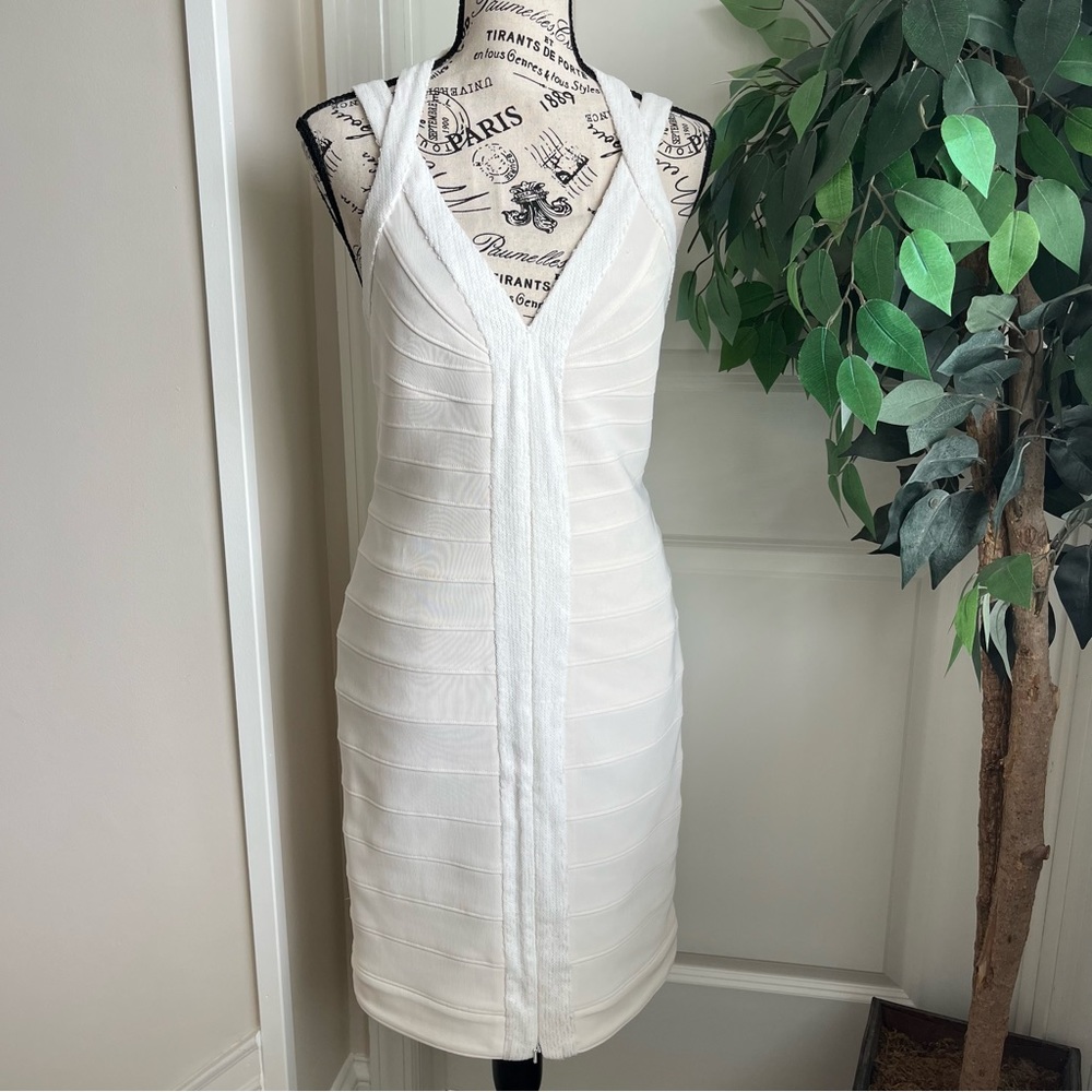 Roccobarocco Bodycon Sequin Bandage Dress White Sz M